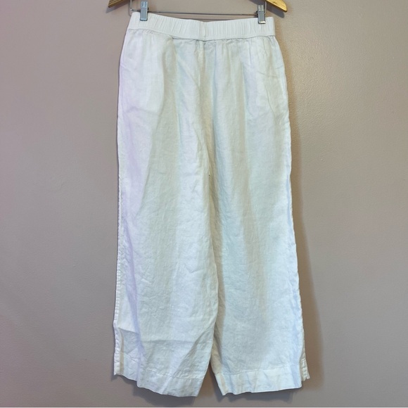 Tahari 100% Linen Pull-On Crop Pants White Women Large Beach Coastal Resortwear - Picture 6 of 9
